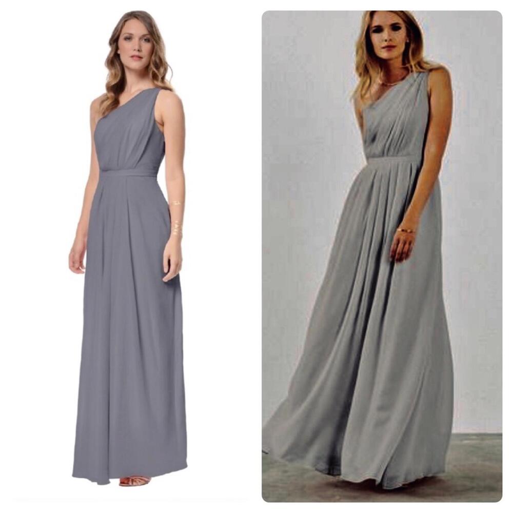 Weddington Way Savannah Gown Dress Mystic Blue sz 12 Bridesmaid Prom Chiffon